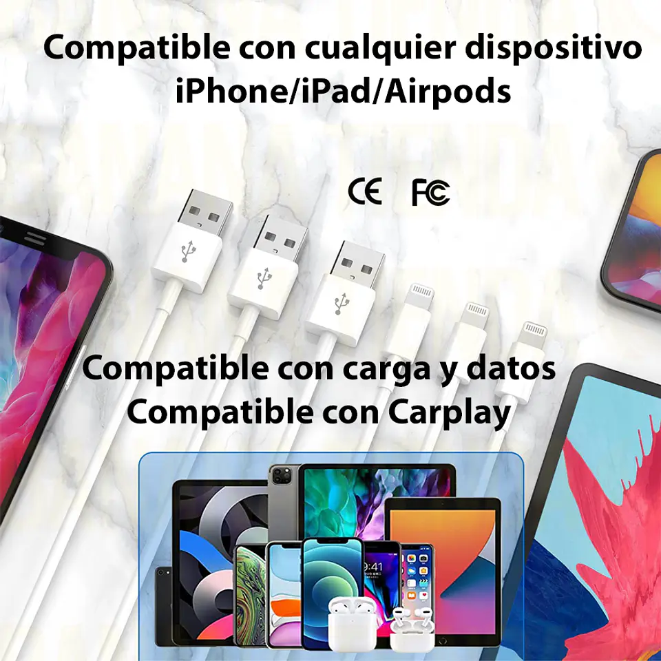 Cable Cargador para iPhone / Datos y Carga 3