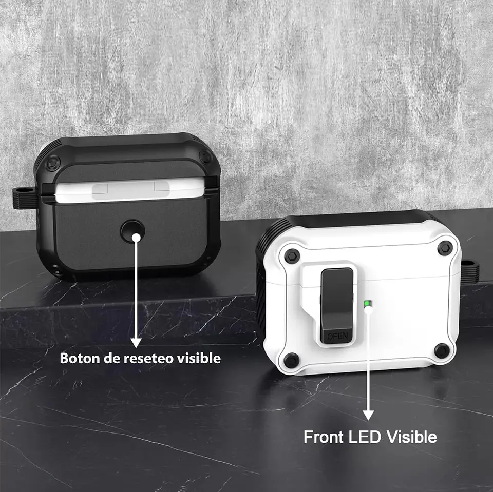 Carcasa Funda Para AirPods 1 y 2 / Pro / 3 / 4 Con Seguro Antigolpes  3
