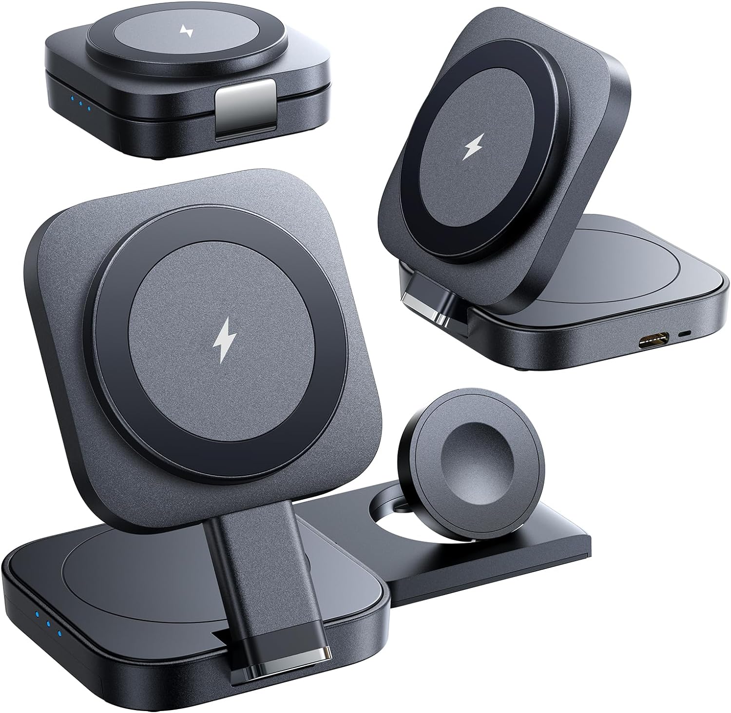 Cargador magnético 3 en 1 de aluminio para iPhone, AirPods y Apple Watch