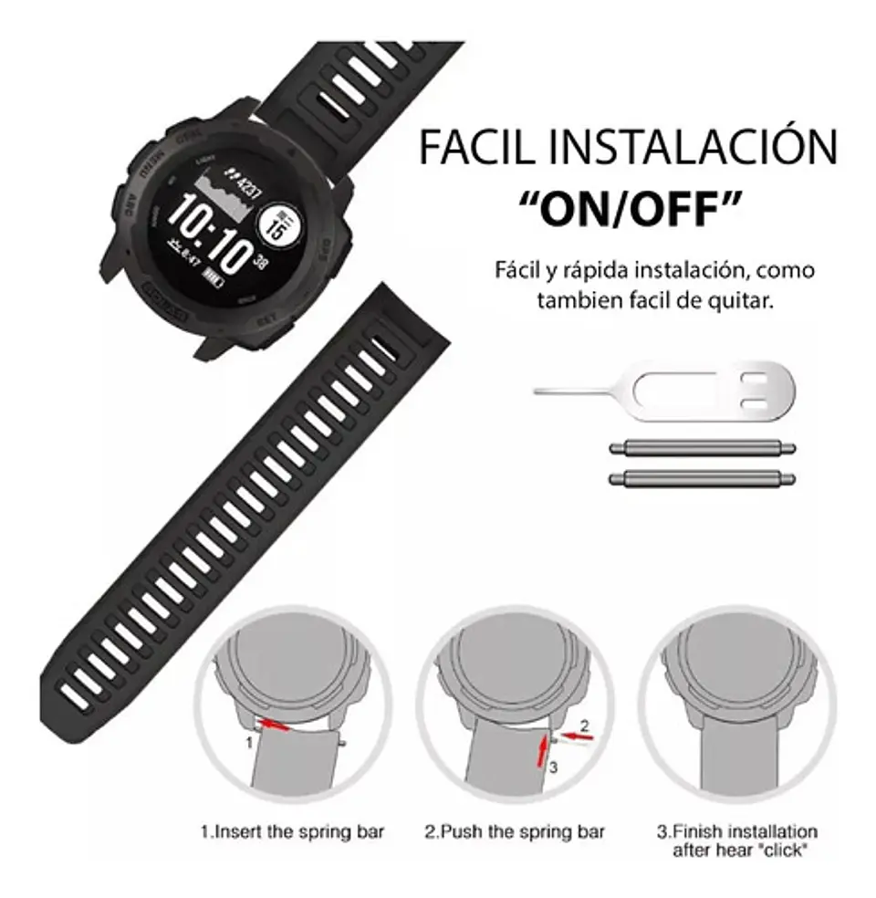 Correa Silicona Para Garmin Instinct Solar Sports Tide Etc 14