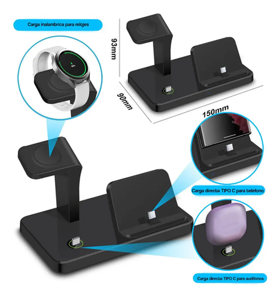 Estacion De Carga Para Samsung Xiaomi Motorola 3 En 1 3