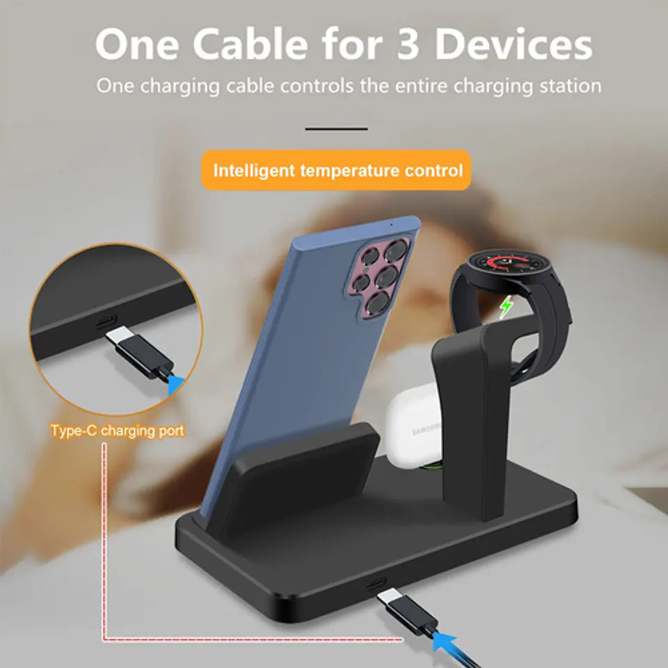 Estacion De Carga Para Samsung Xiaomi Motorola 3 En 1 5