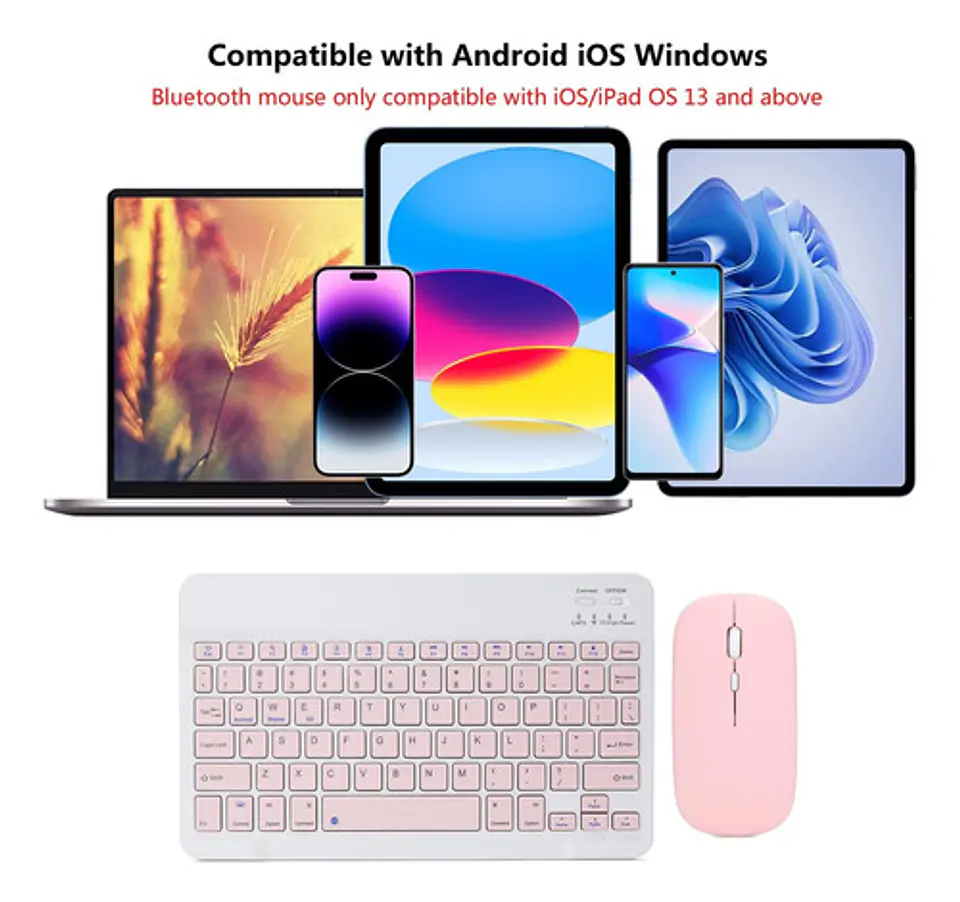 Teclado Bluetooth Mouse Para iPad Tablet Inalambrico 10