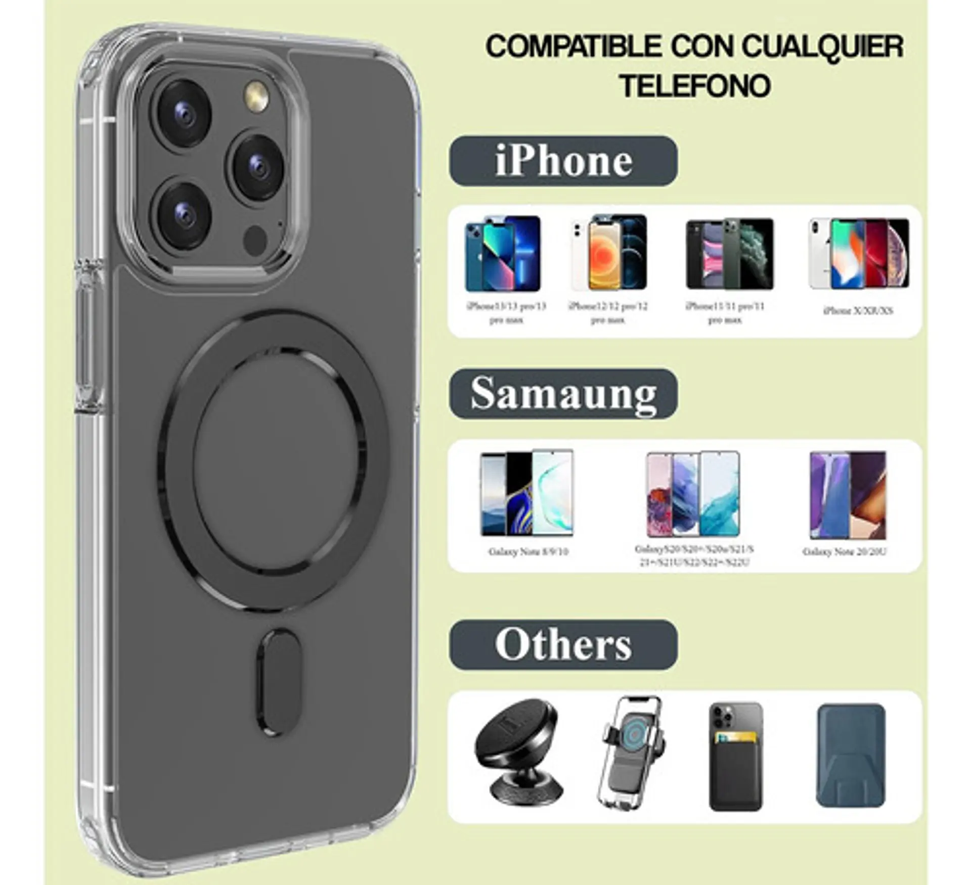 Adaptador Anillo Magnetico Para iPhone Samsung 9