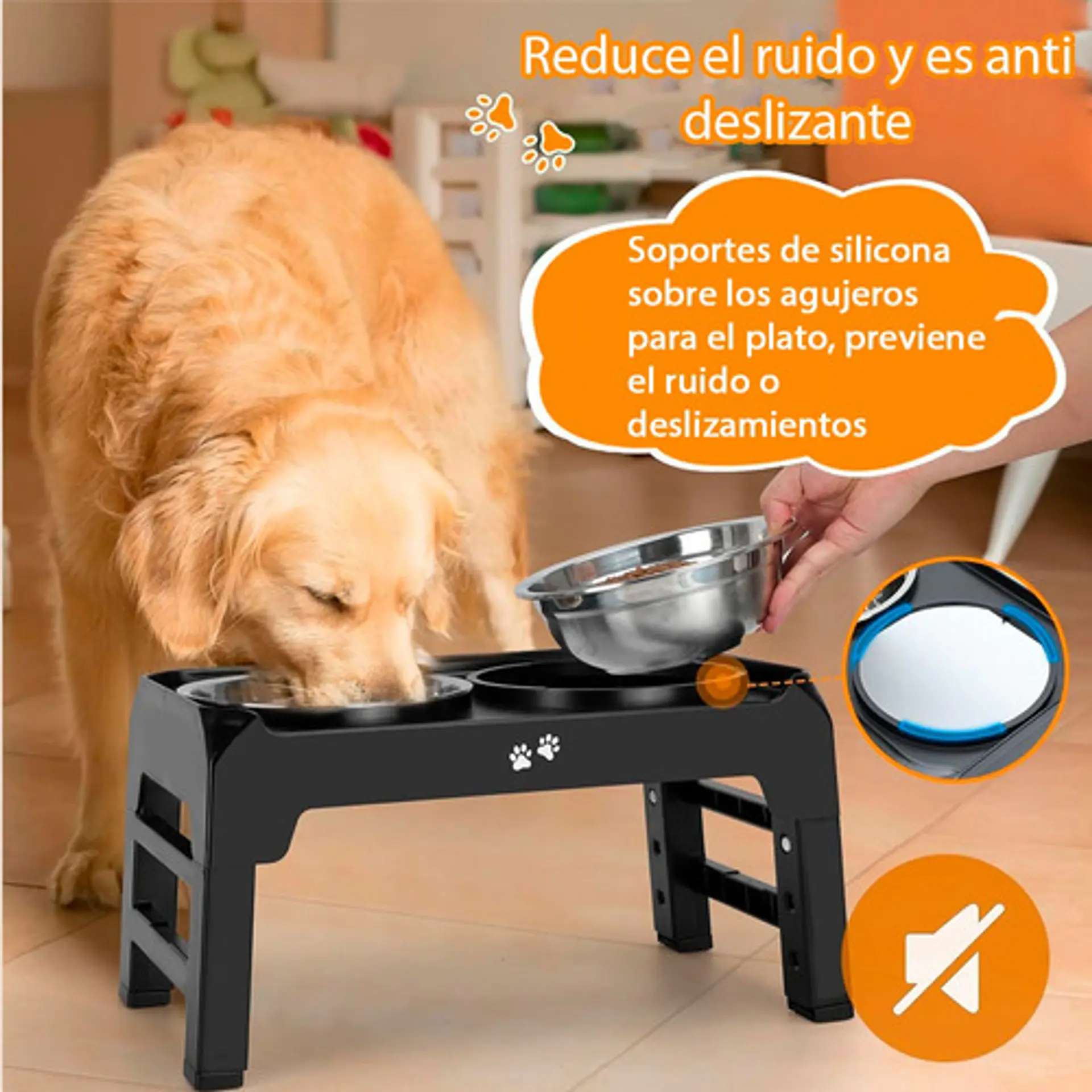 Comedero Bebedero Para Perro Gato Aluminio Anti Deslizante 3