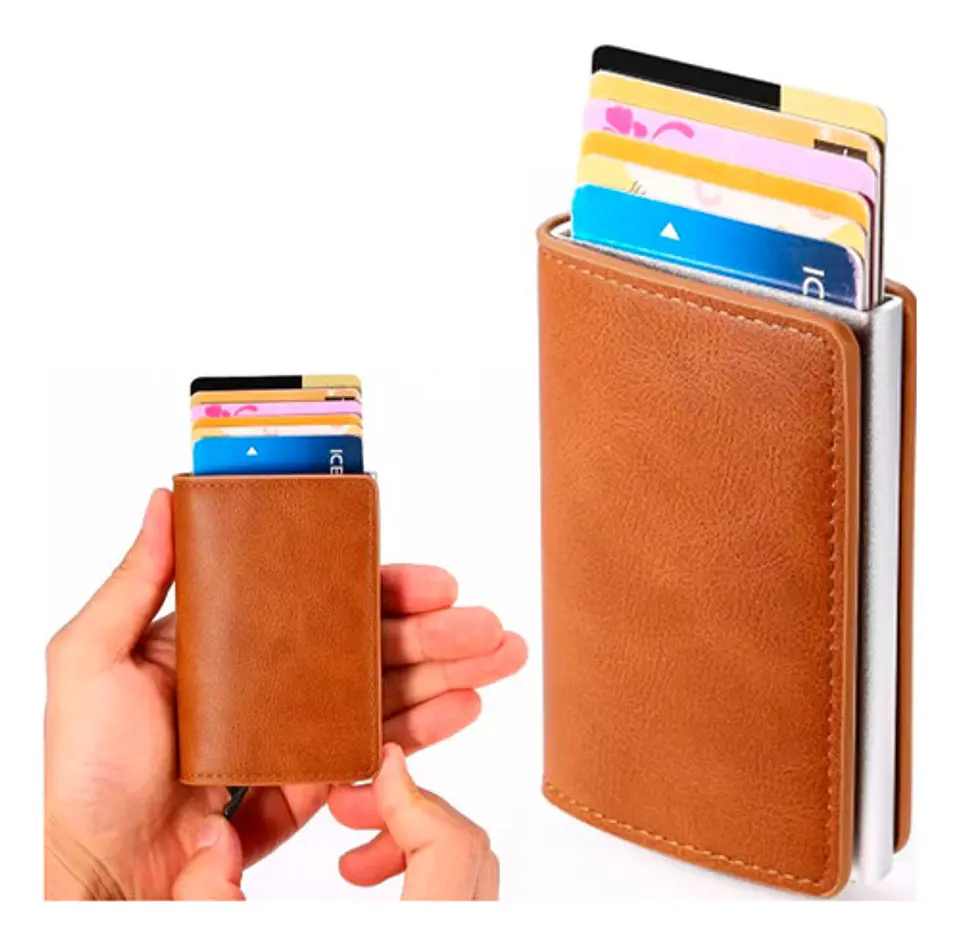 Billetera De Cuero Tarjetero Bloqueo Rfid 1