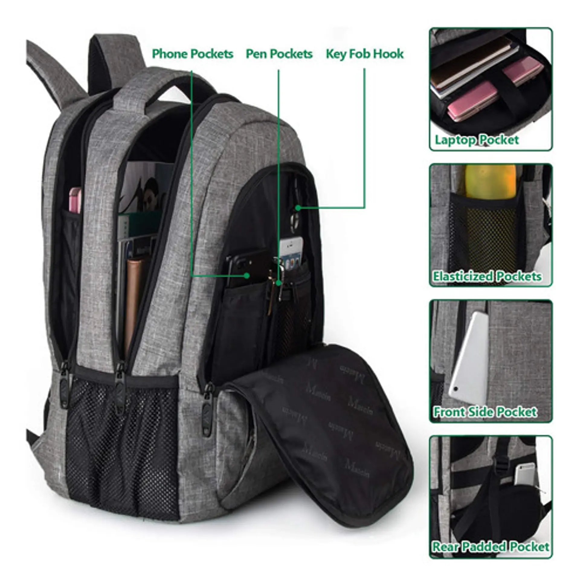 Mochila Notebook Impermeable Antirrobo Hombre Mujer 2