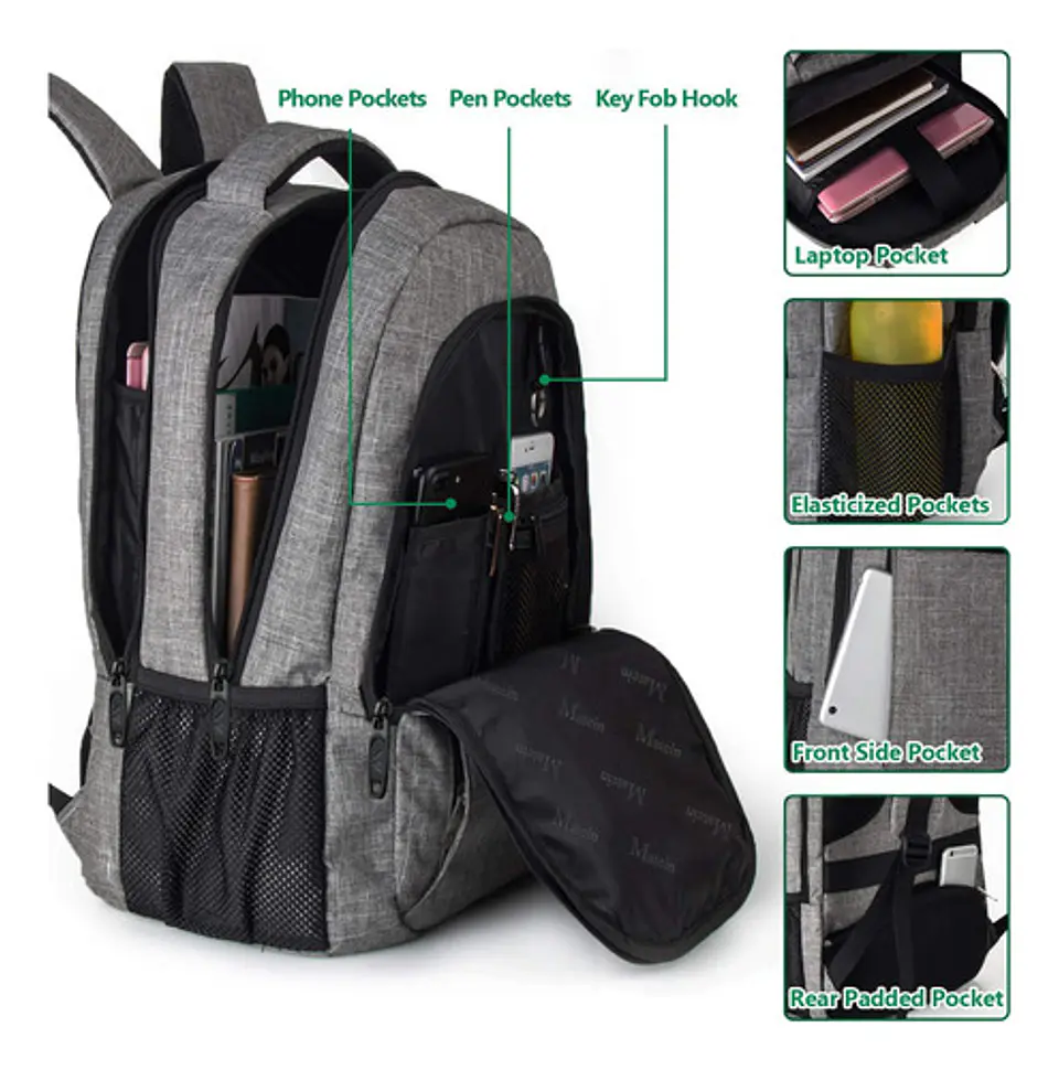 Mochila Notebook Impermeable Antirrobo Hombre Mujer 2