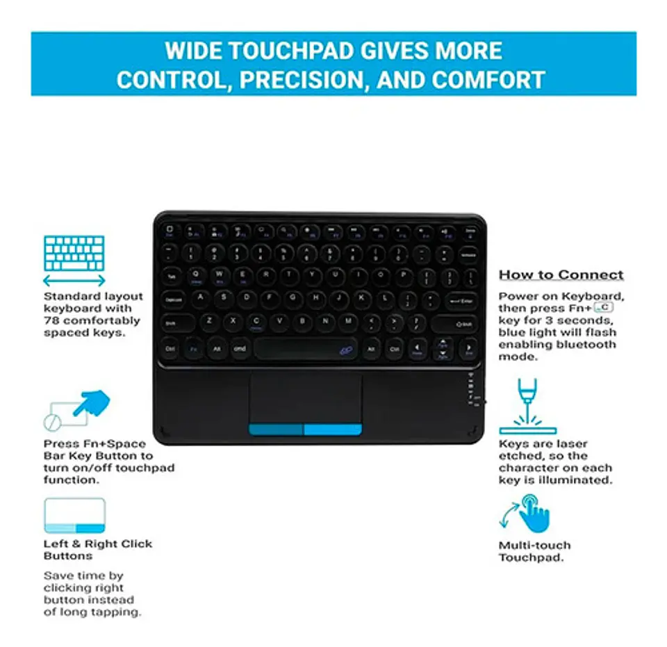 Teclado Inalámbrico Para iPad / Tablet Universal Touchpad 9