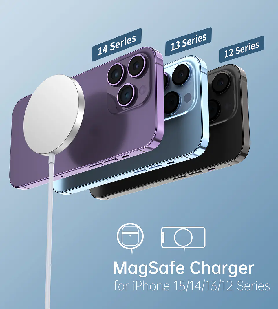 Cargador Inalámbrico Magnético para iPhone 16 / 15 / 14 / 13 / 12 / 11 3