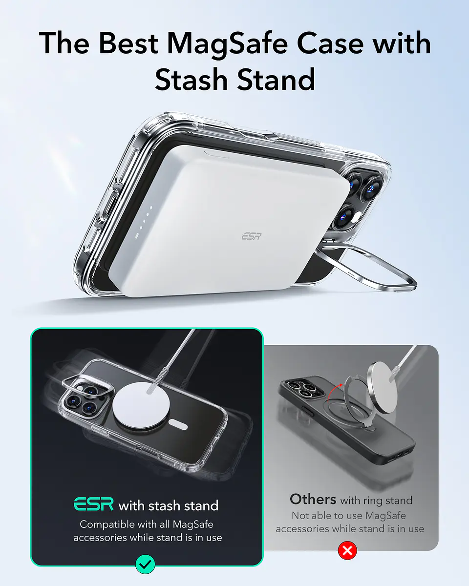 Carcasa ESR Para iPhone 16 / 16 Pro / Max Hybrid Stash Stand 8