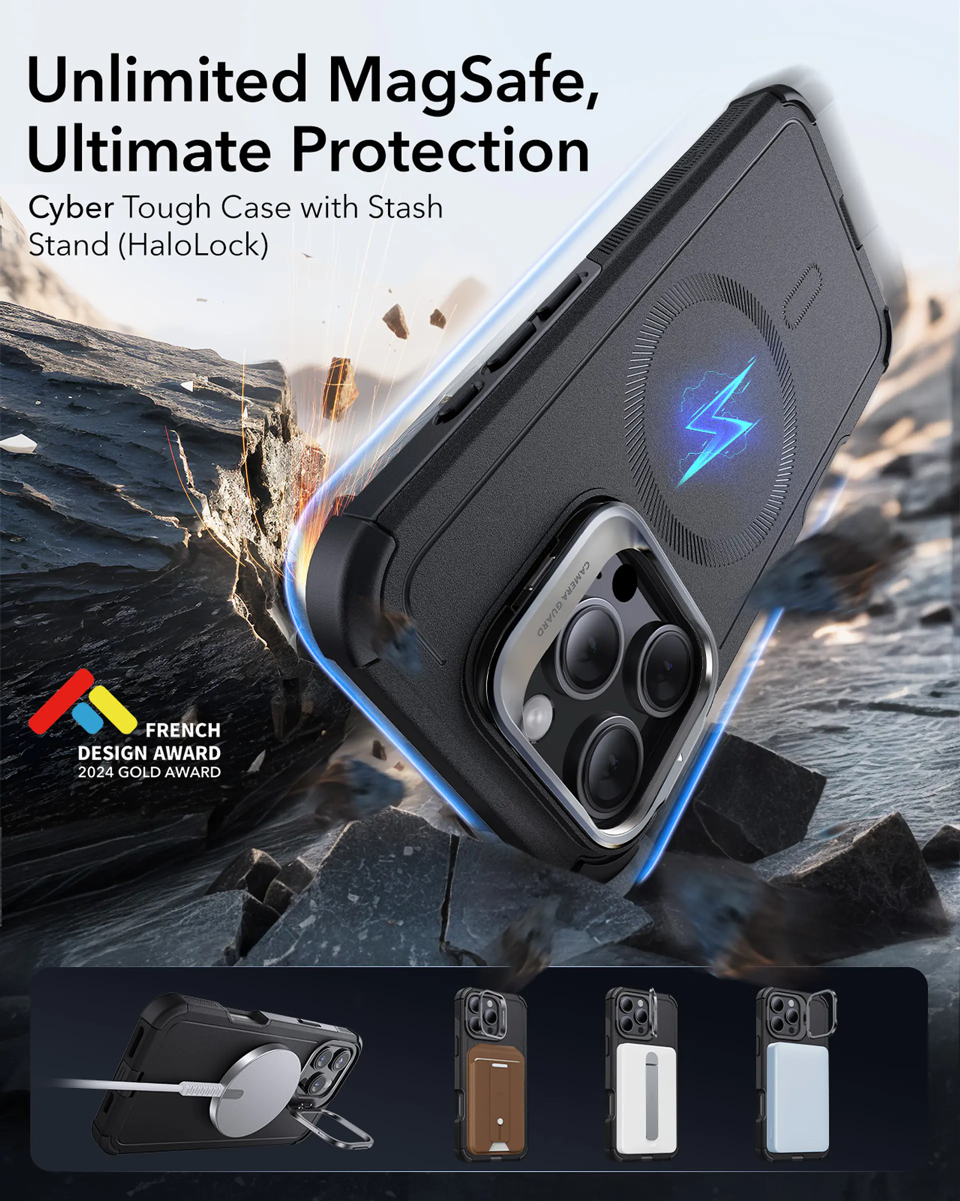 Carcasa ESR Para iPhone 16 Pro / Pro Max Cyber Armor 2