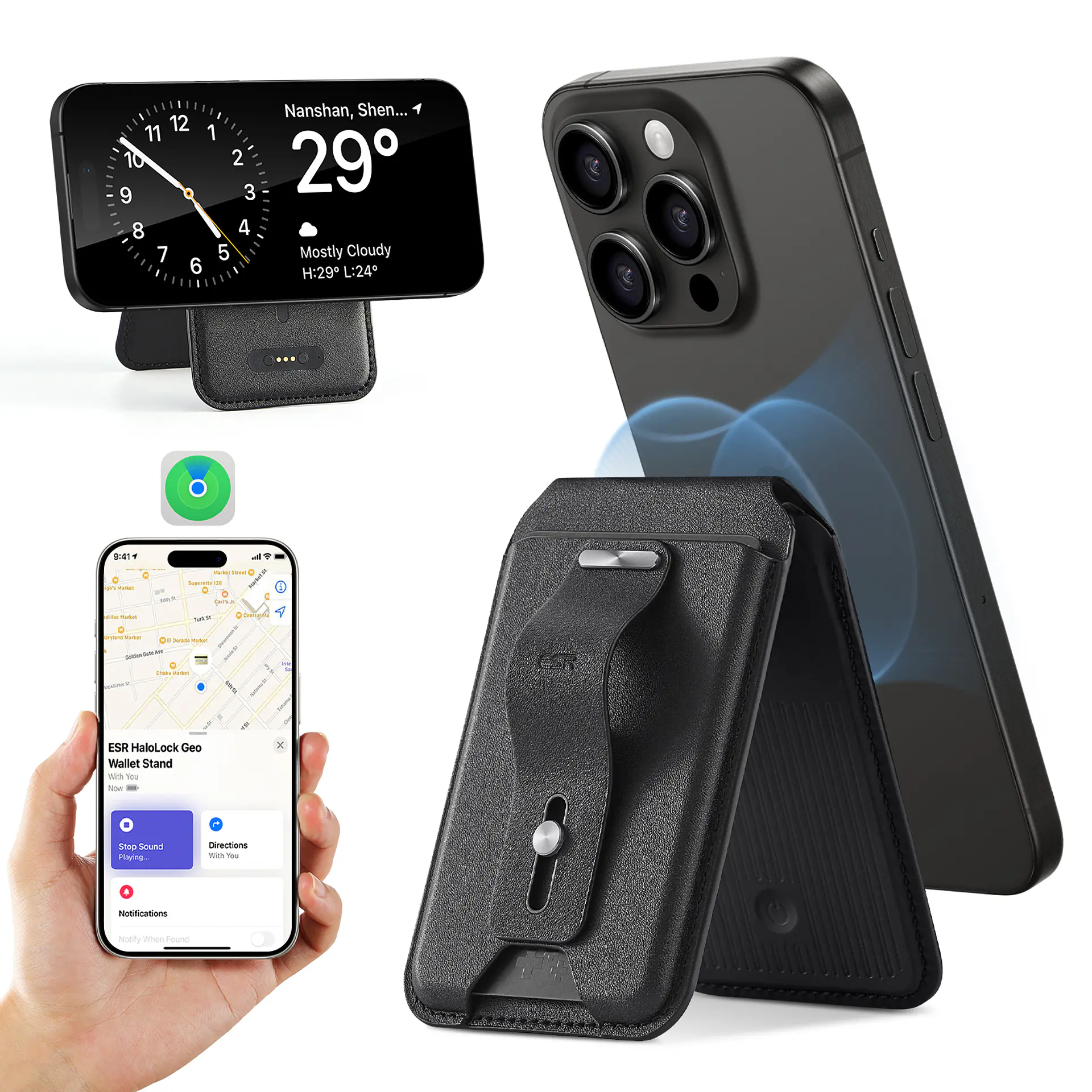 Tarjetero Magnético Para iPhone ESR Geo Wallet Stand 1