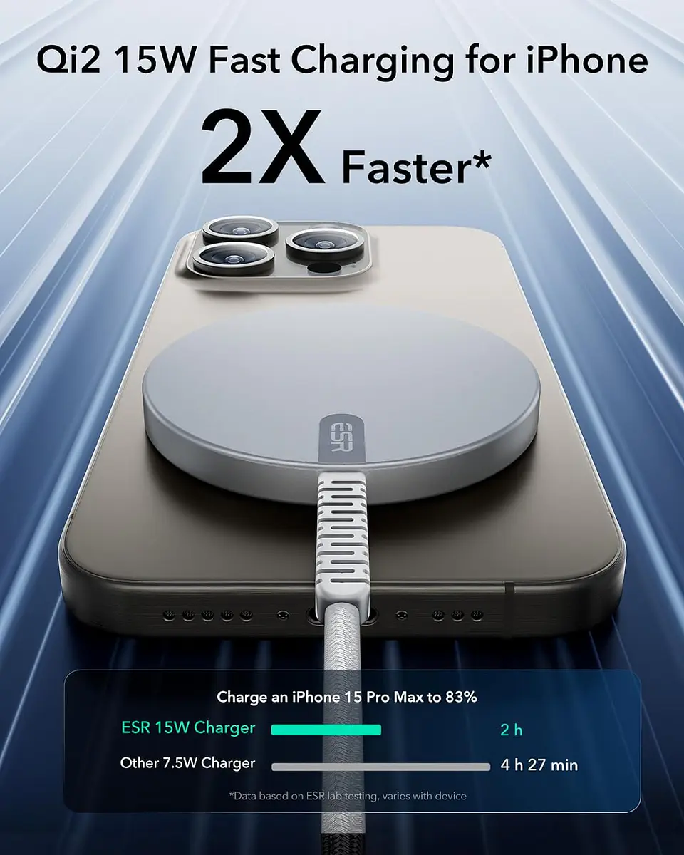 Cargador Inalambrico ESR Para iPhone Qi2 Magnetico 5