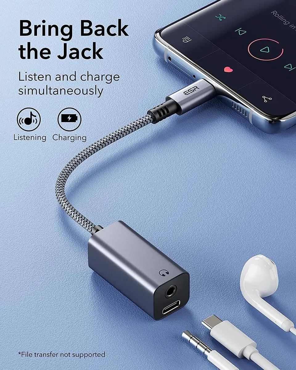 Adaptador ESR para Audifonos 2 en 1 USB Tipo C 3