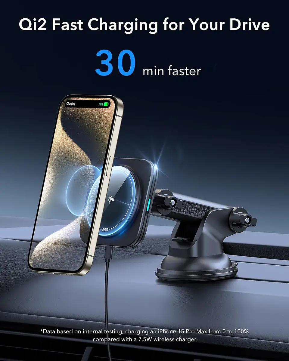 Soporte Celular Auto ESR Qi2 Cryoboost Magnético Para iPhone 4