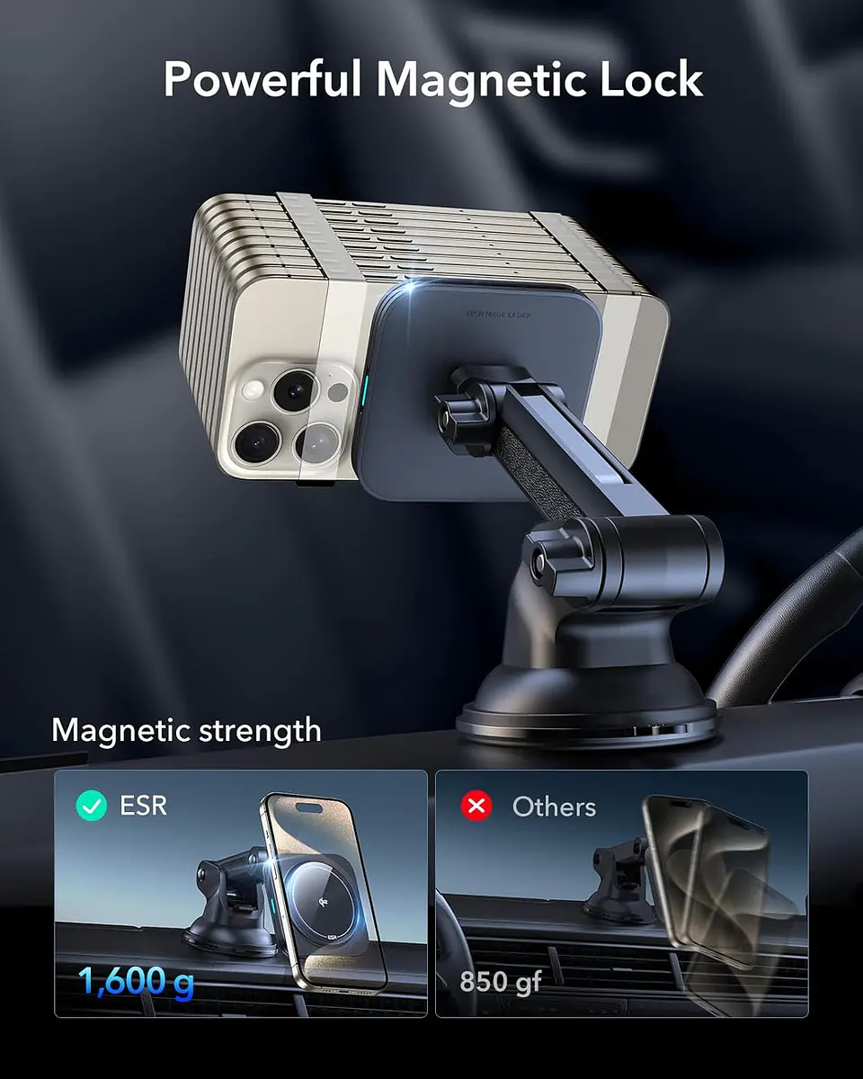 Soporte Celular Auto ESR Qi2 Cryoboost Magnético Para iPhone 6