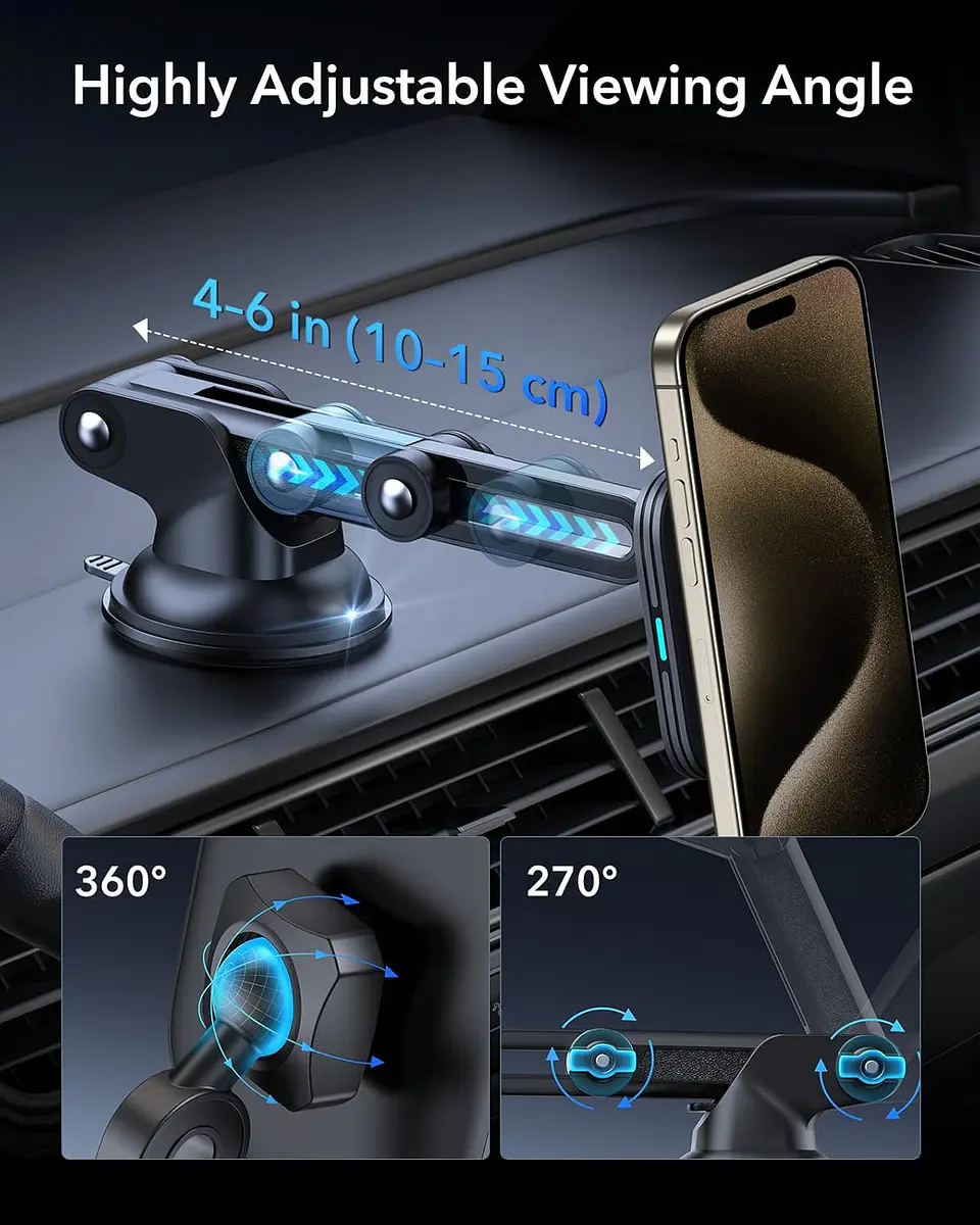 Soporte Celular Auto ESR Qi2 Cryoboost Magnético Para iPhone 9