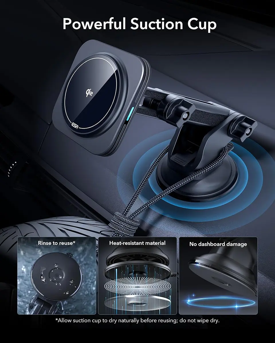 Soporte Celular Auto ESR Qi2 Cryoboost Magnético Para iPhone 10
