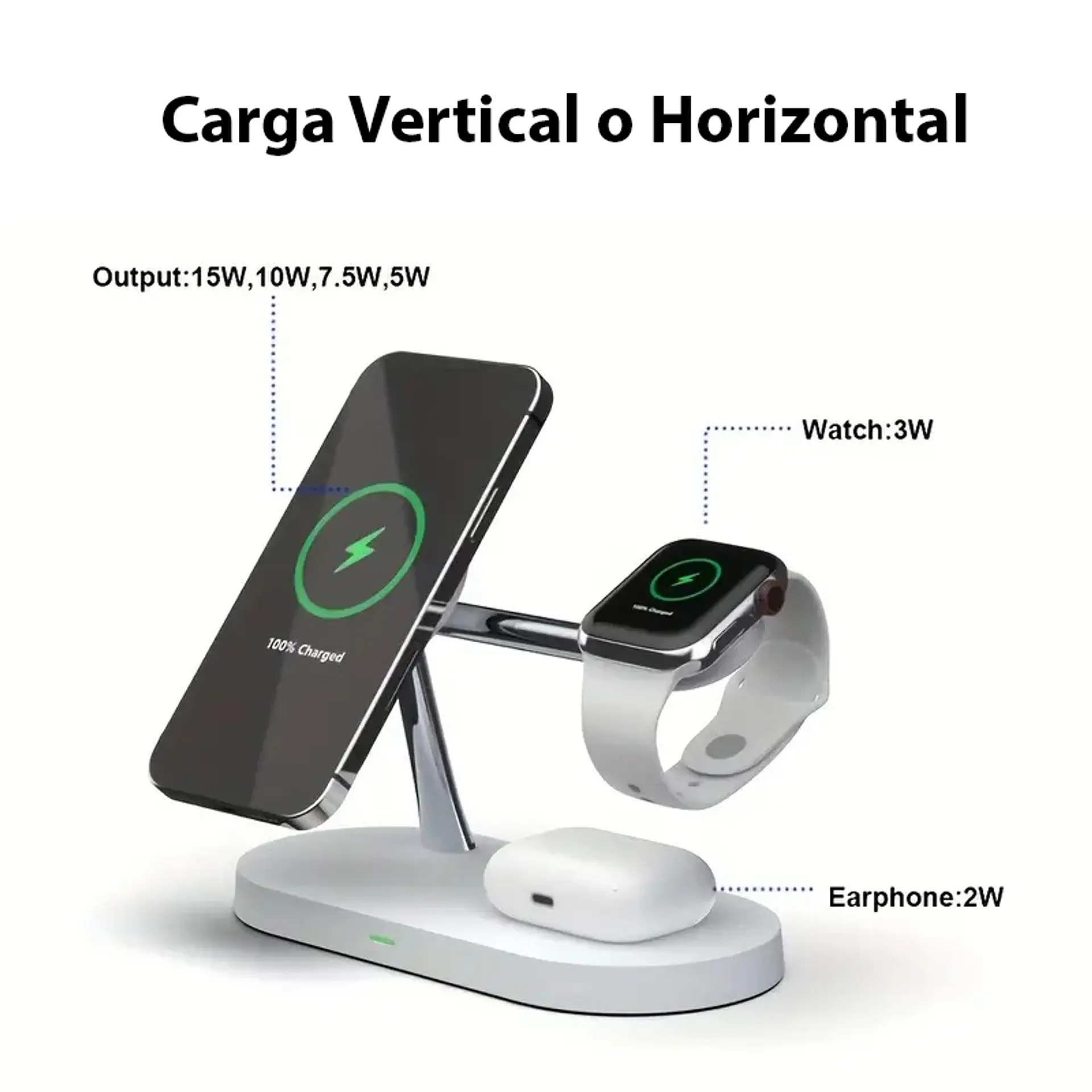 Estación De Carga Rapida Magnético 3 En 1 para iPhone Compatible Magsafe 2