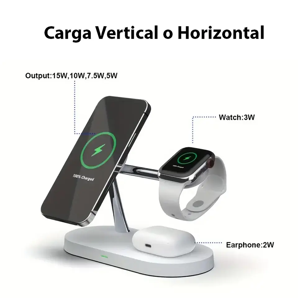 Estación De Carga Rapida Magnético 3 En 1 para iPhone Compatible Magsafe 2