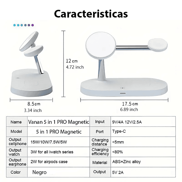 Estación De Carga Rapida Magnético 3 En 1 para iPhone Compatible Magsafe 5