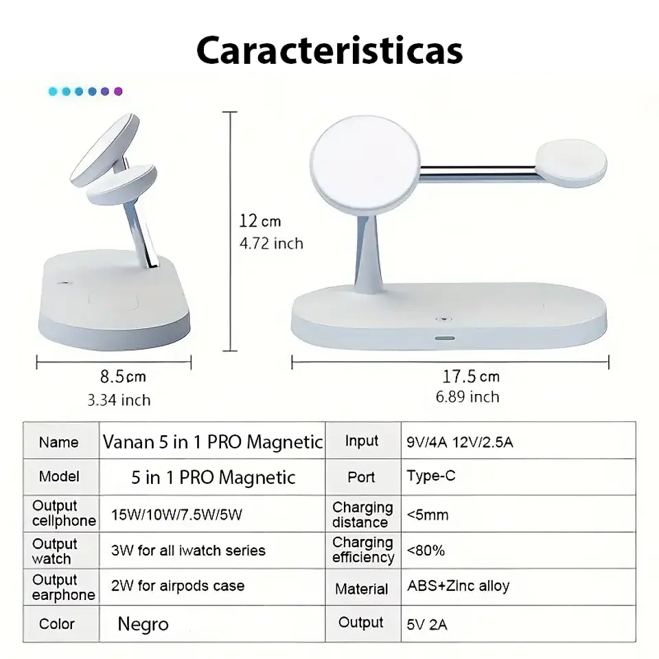 Estación De Carga Rapida Magnético 3 En 1 para iPhone Compatible Magsafe 5
