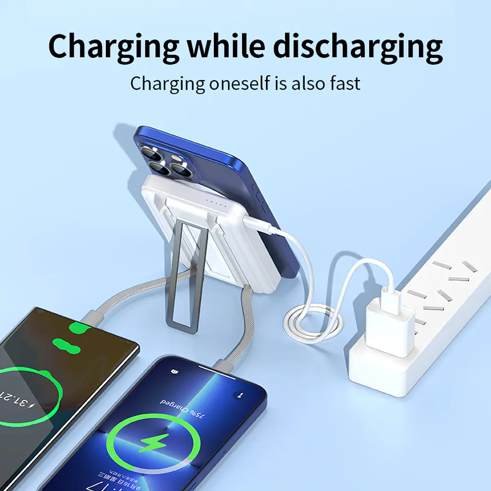 Cargador Bateria Portatil Para iPhone 3 En 1 Magnetica 10.000mah 3
