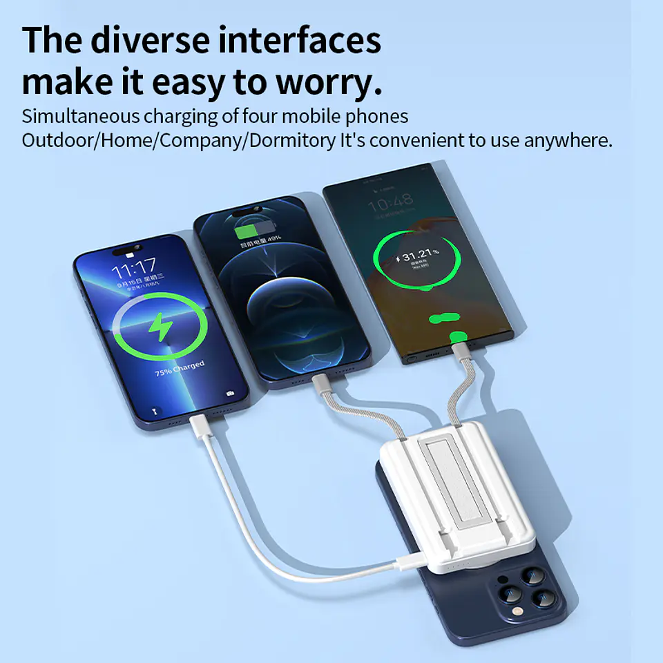 Cargador Bateria Portatil Para iPhone 3 En 1 Magnetica 10.000mah 6