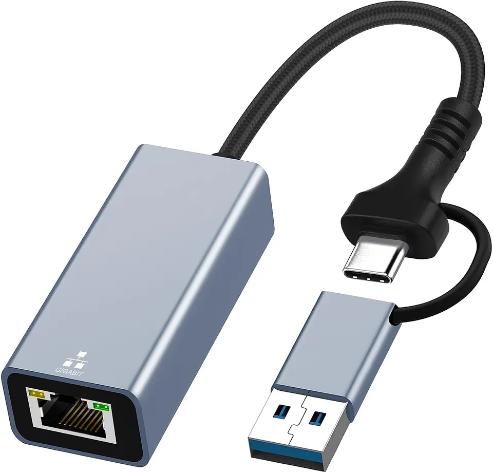 Adaptador Usb C Usb A Rj45 2 En 1 Lan Ethernet 1000mbps 1