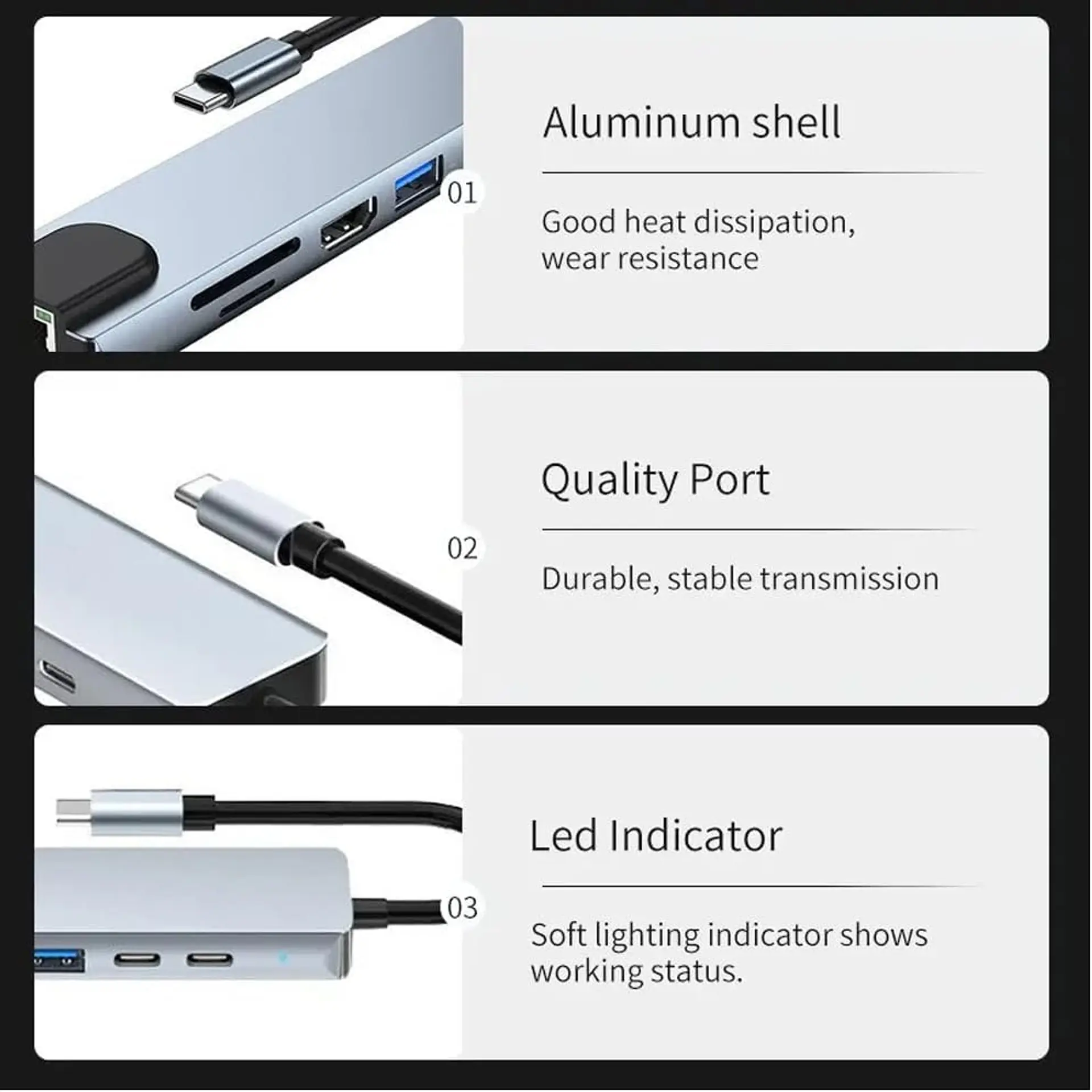 Hub Usb C 8 En 1 Hdmi Micro Sd Rj45 Para Macbook / iPad 8