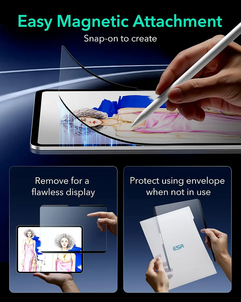 Lamina ESR Sensación Papel Para iPad Paperfeel Magnetica tipo paperlike 2