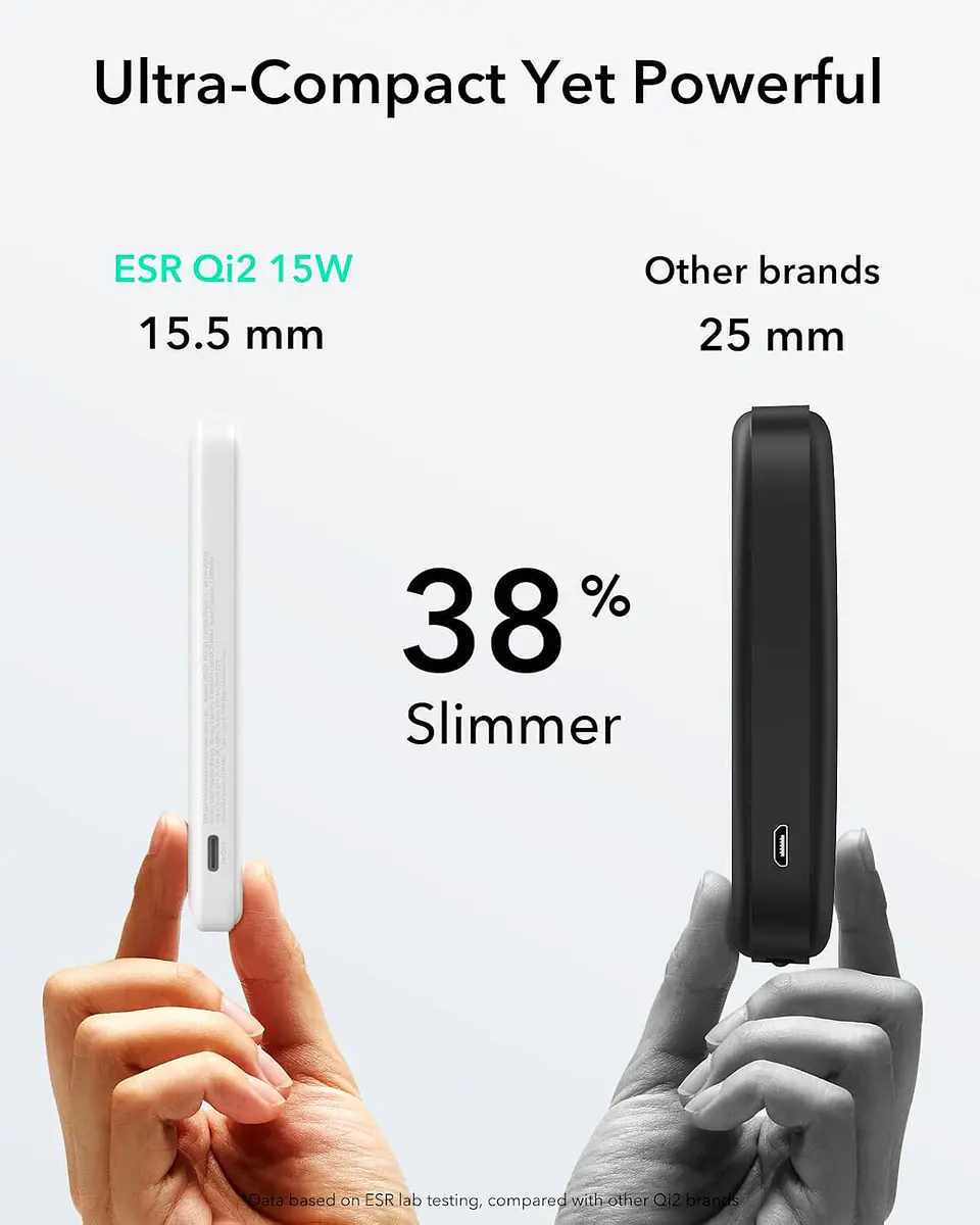 Bateria portatil ESR para iPhone Qi2 5,000mAh Magnetica Kickstand Powerbank 5