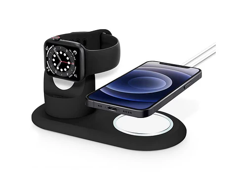 Stand de Carga 2 en 1 Para iPhone y Apple Watch Silicona