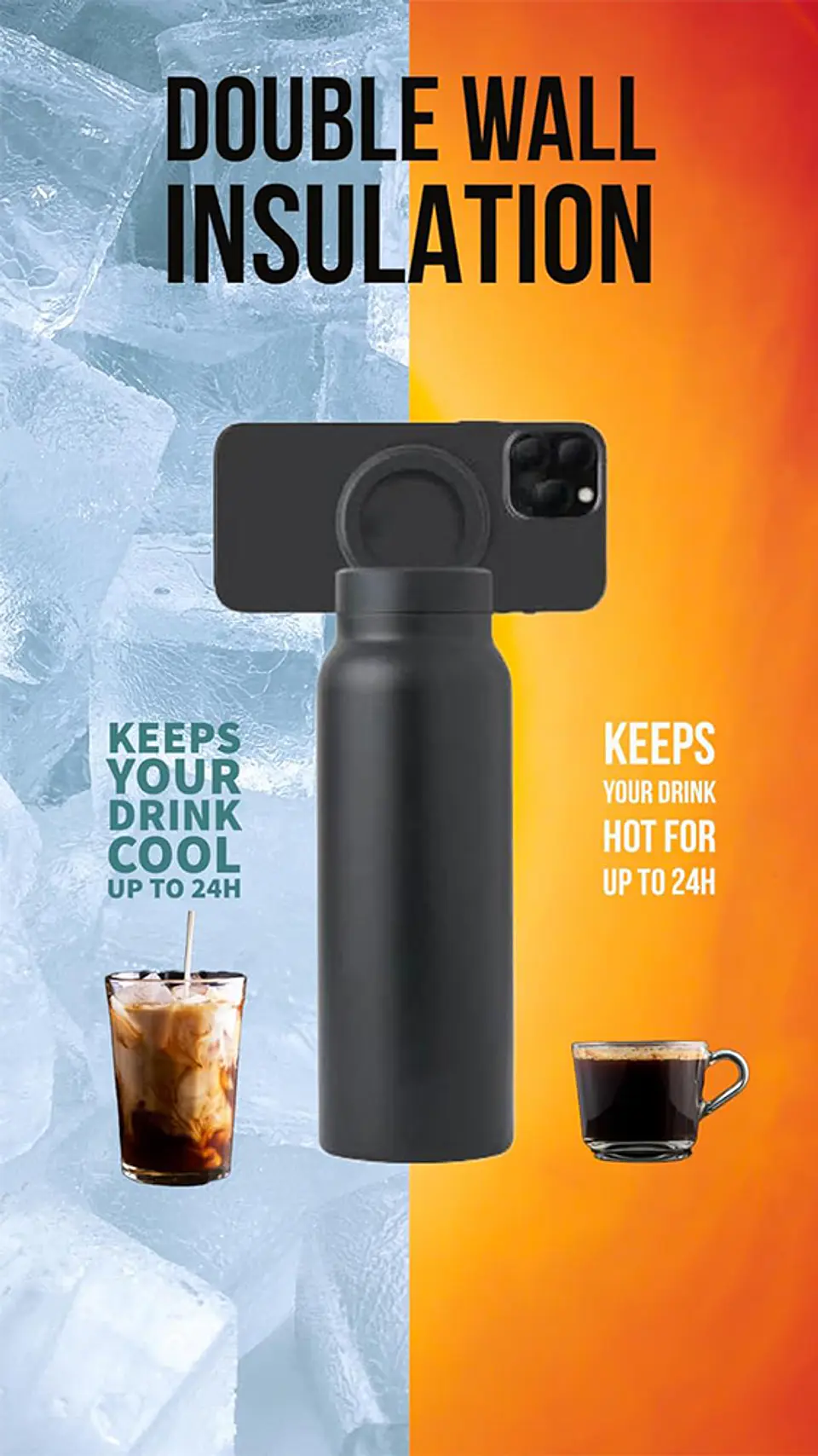 Botella Acero con Soporte para iPhone Magnética 3