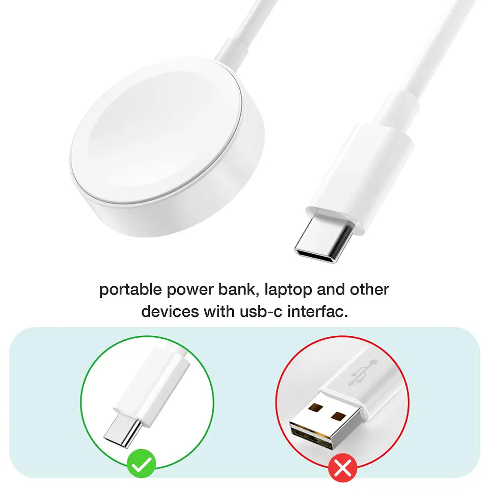 Cargador Compatible con Apple Watch Carga Rápida Tipo C 2