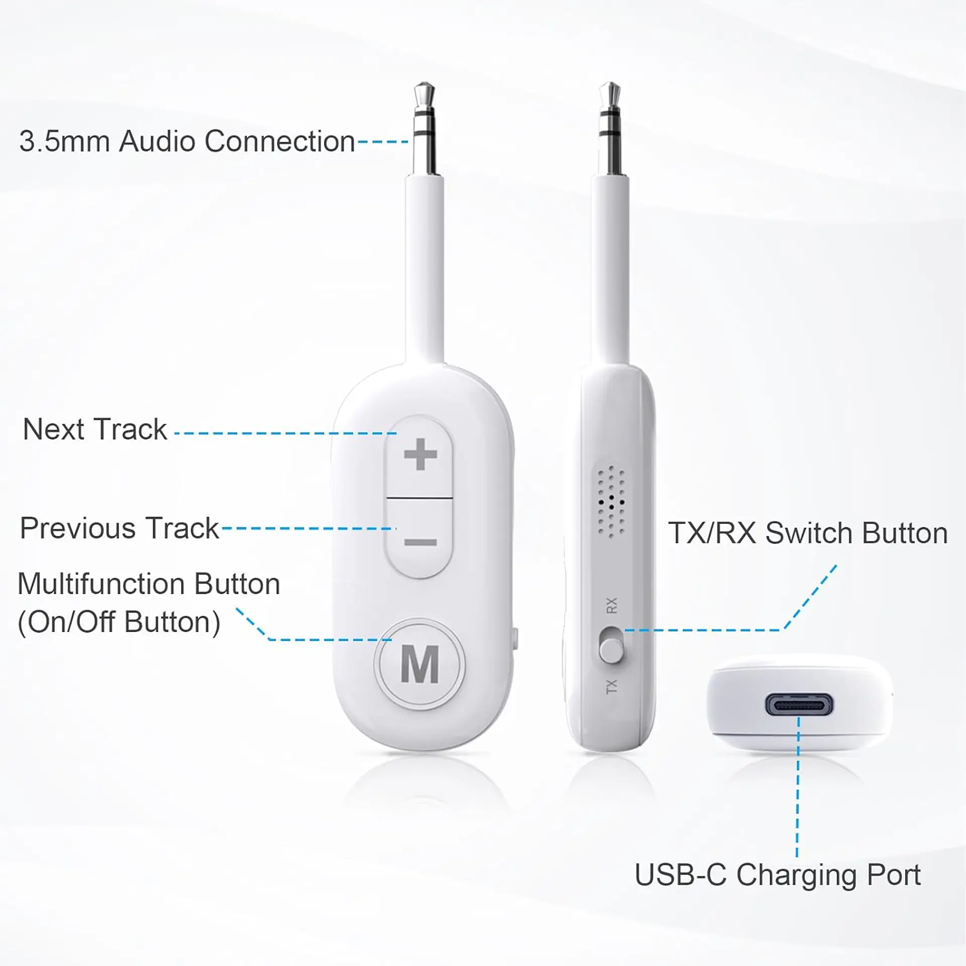 Adaptador Audifonos para Viaje / Avion 3.5MM Blanco 2