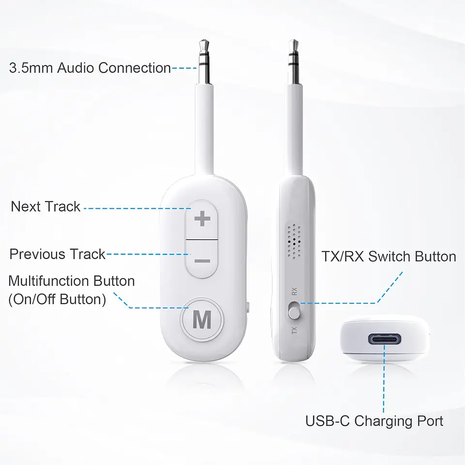 Adaptador Audifonos para Viaje / Avion 3.5MM Blanco 2