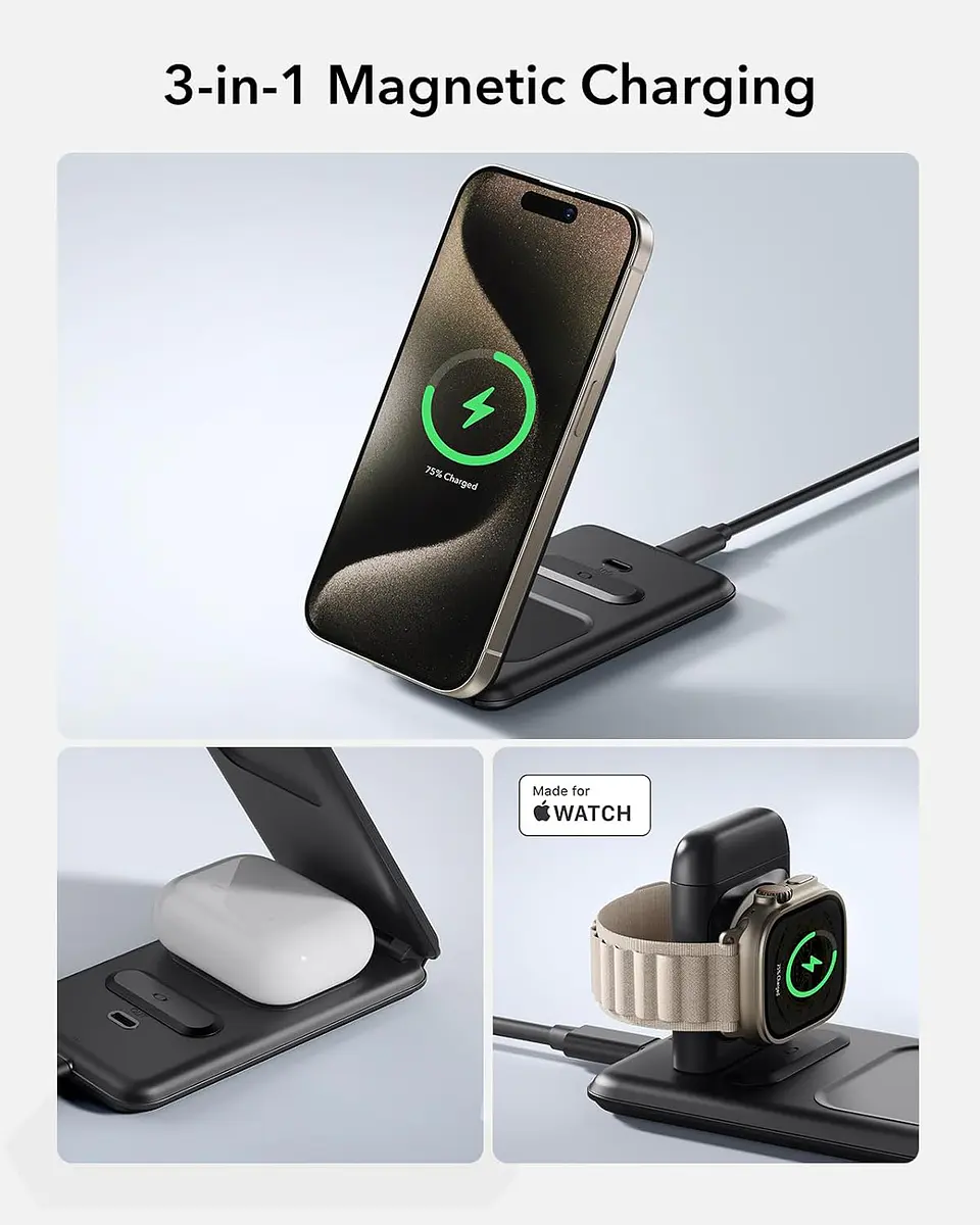 Cargador de viaje 3 en 1 ESR para iPhone / Watch / AirPods 4