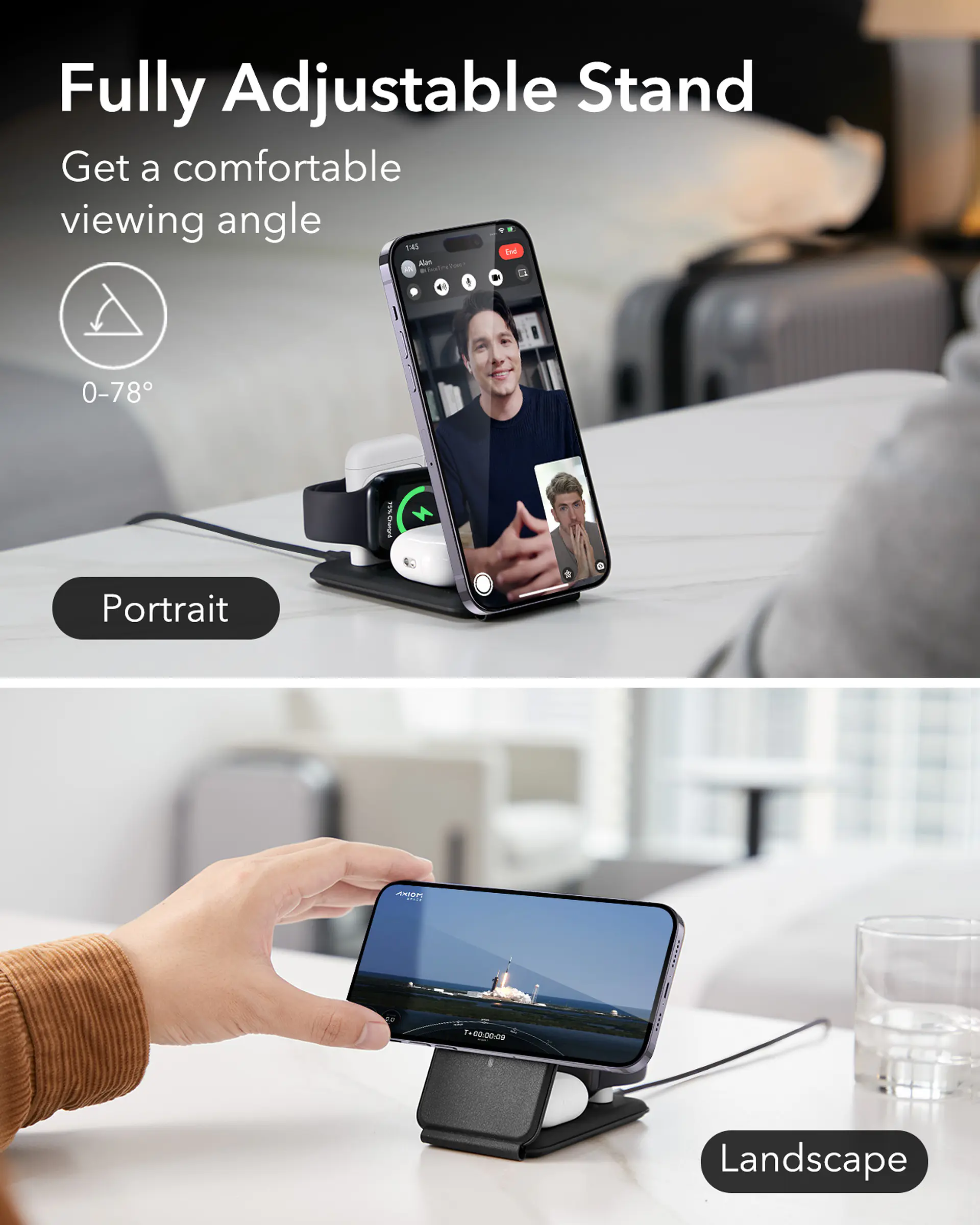 Cargador de viaje 3 en 1 ESR para iPhone / Watch / AirPods 5