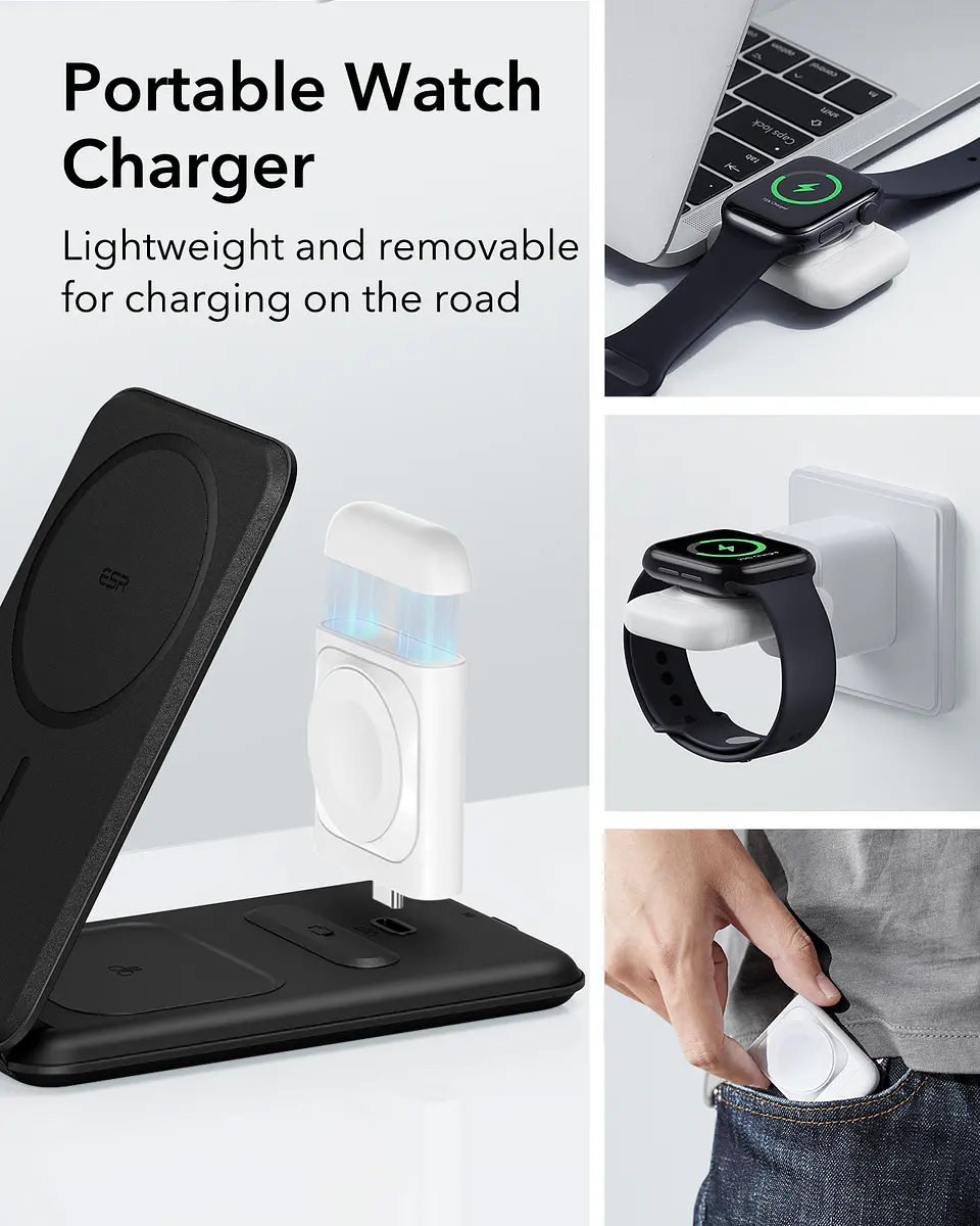 Cargador de viaje 3 en 1 ESR para iPhone / Watch / AirPods 8