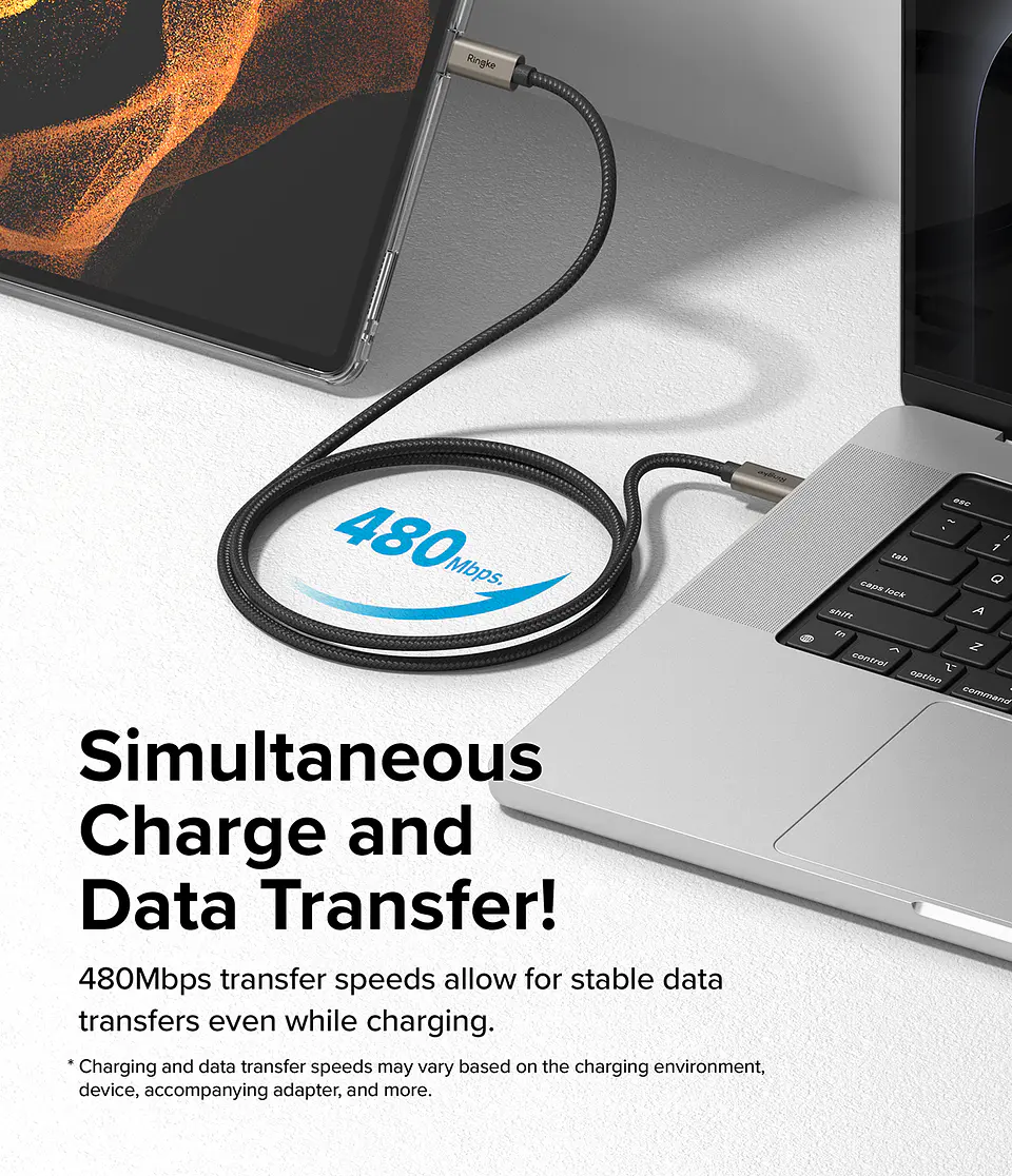 Cable Ringke USB C Carga Rápida a USB C (2 Metros) 60w 5