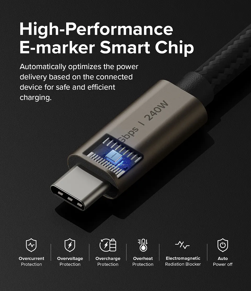 Cable Ringke USB 3.2 Gen 2x2 USB C (1m) 240w 9