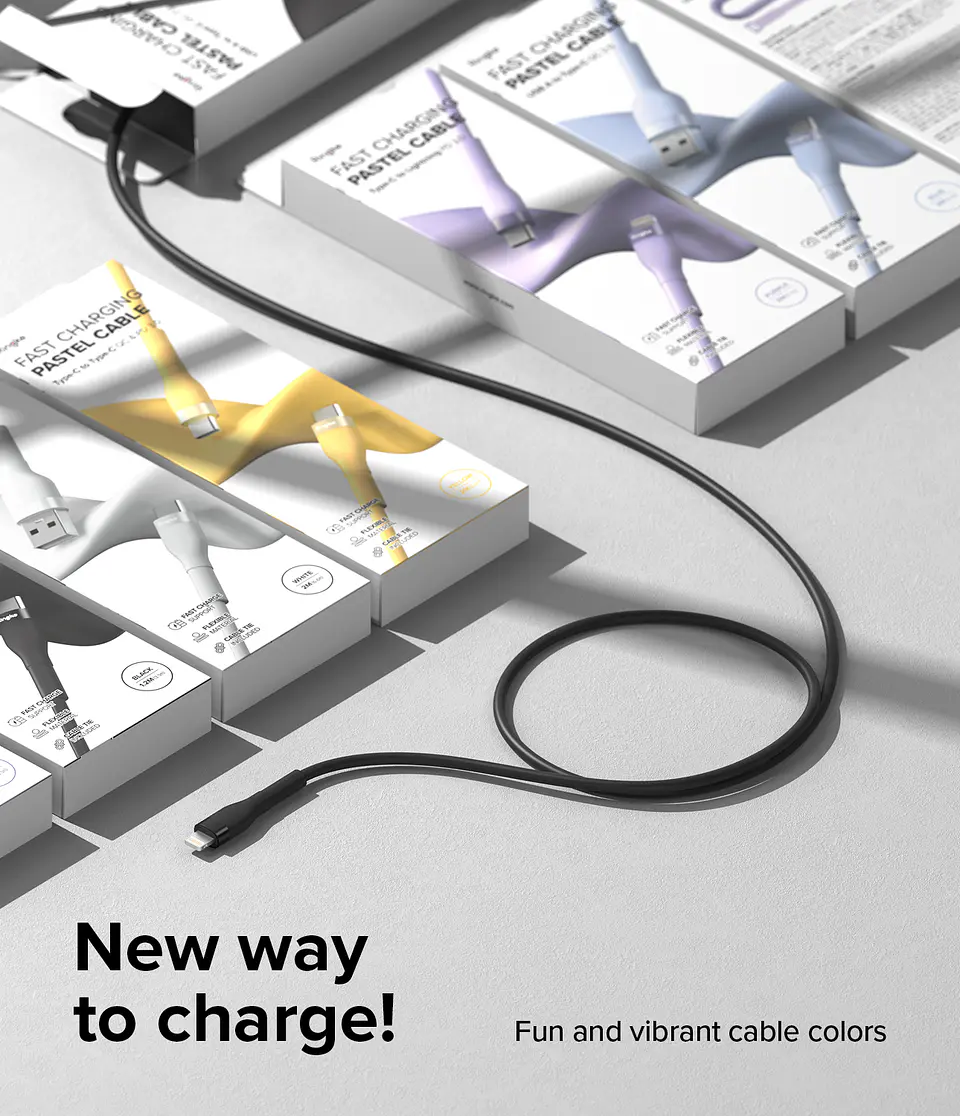 Cable Ringke Carga Rápida USB-A a Lightning Pastel (1.2M) 3