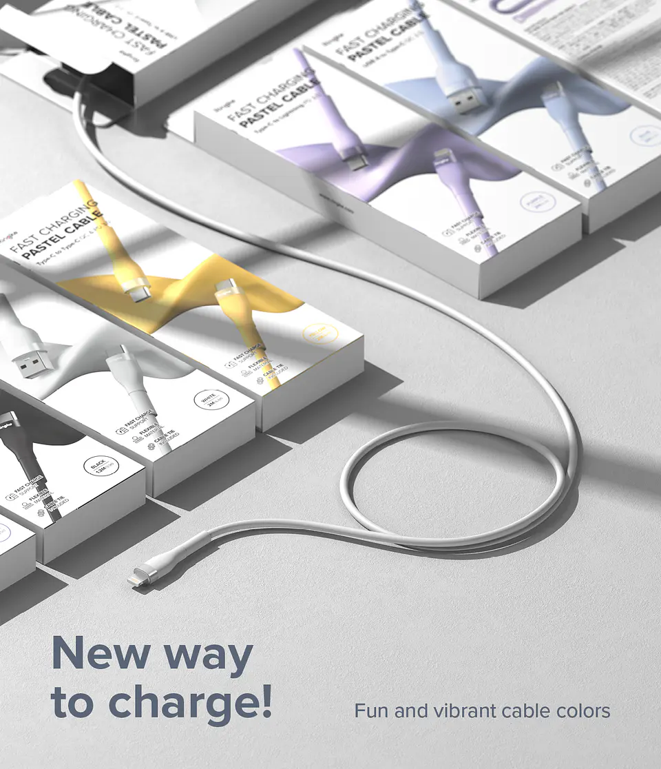 Cable Ringke Carga Rápida para iPhone USB-C a Lightning Pastel (2m) 3