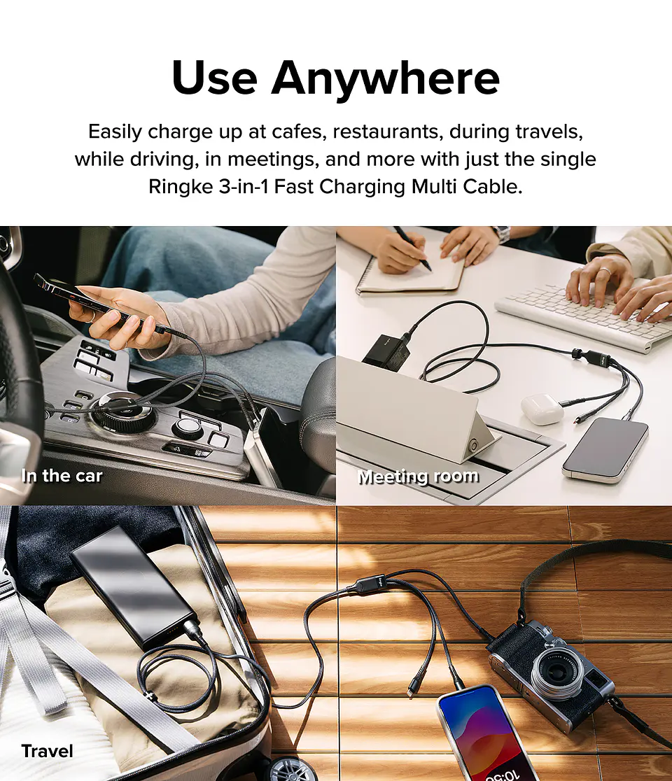 Cargador Ringke 3 en 1 Carga Rápida Multi Cable  11