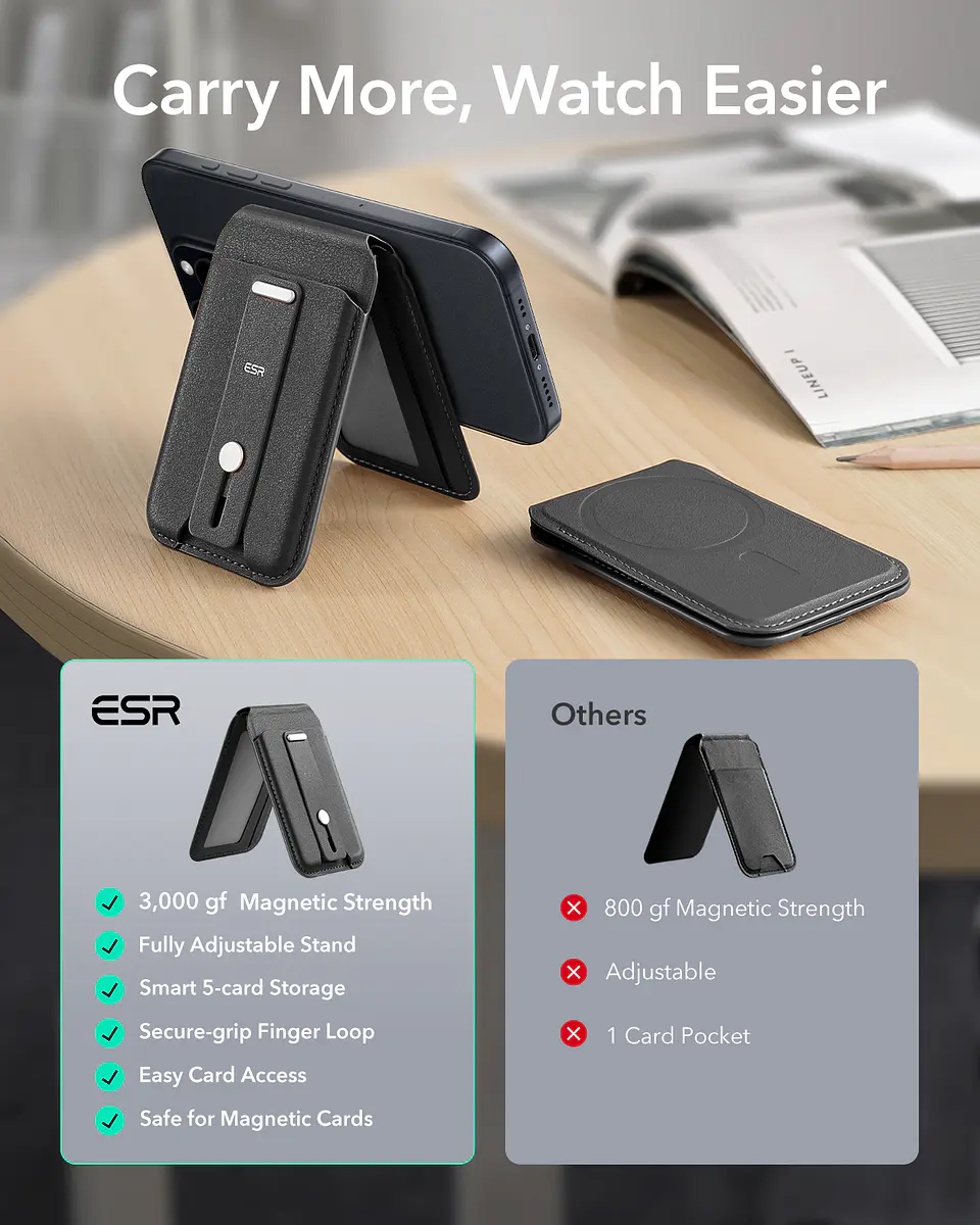 Billetera Tarjetero Magnética ESR Para iPhone Stand Grip 8
