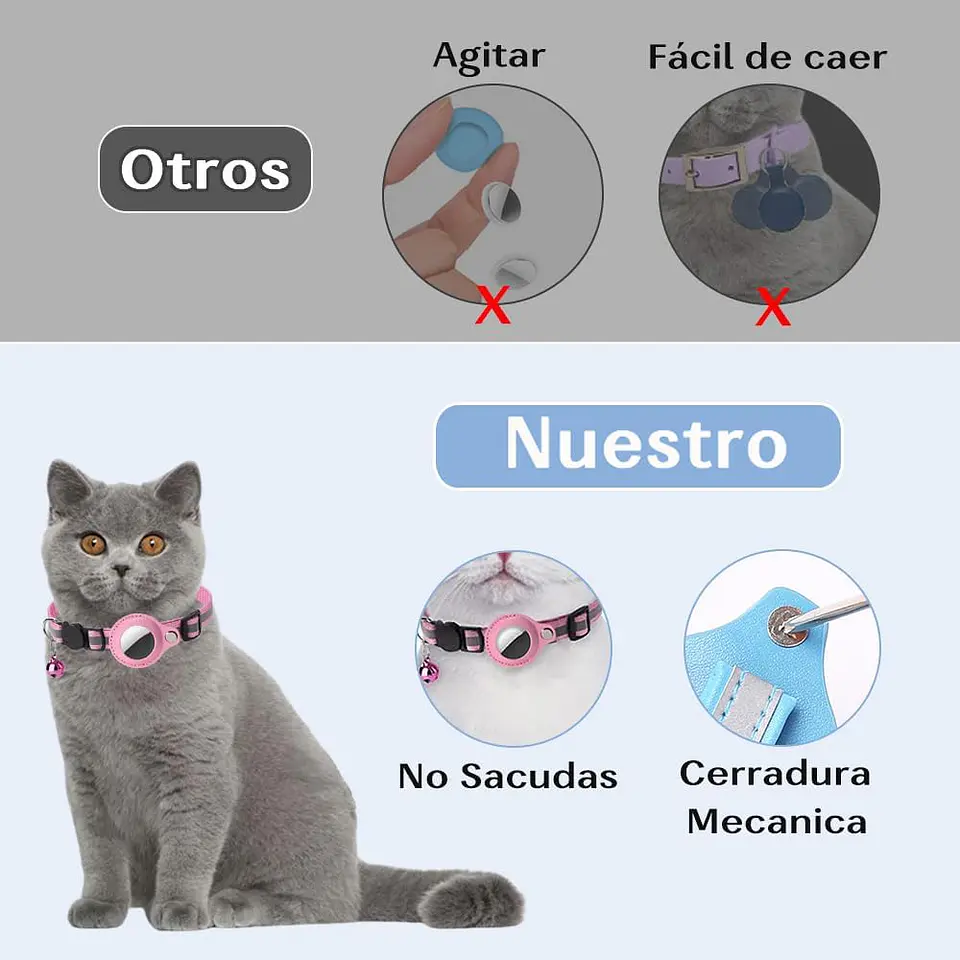 Collar Correa Con Funda Para Airtag Localizar Gato / Perro 6