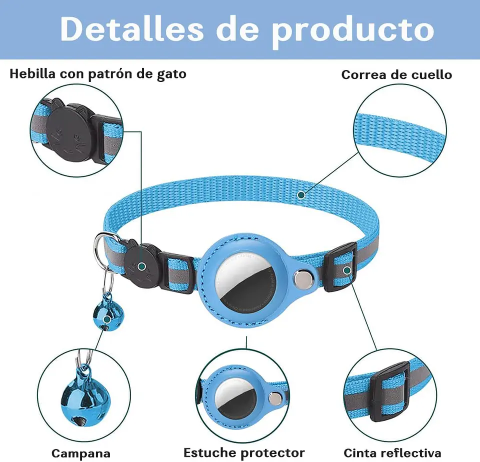 Collar Correa Con Funda Para Airtag Localizar Gato / Perro 3