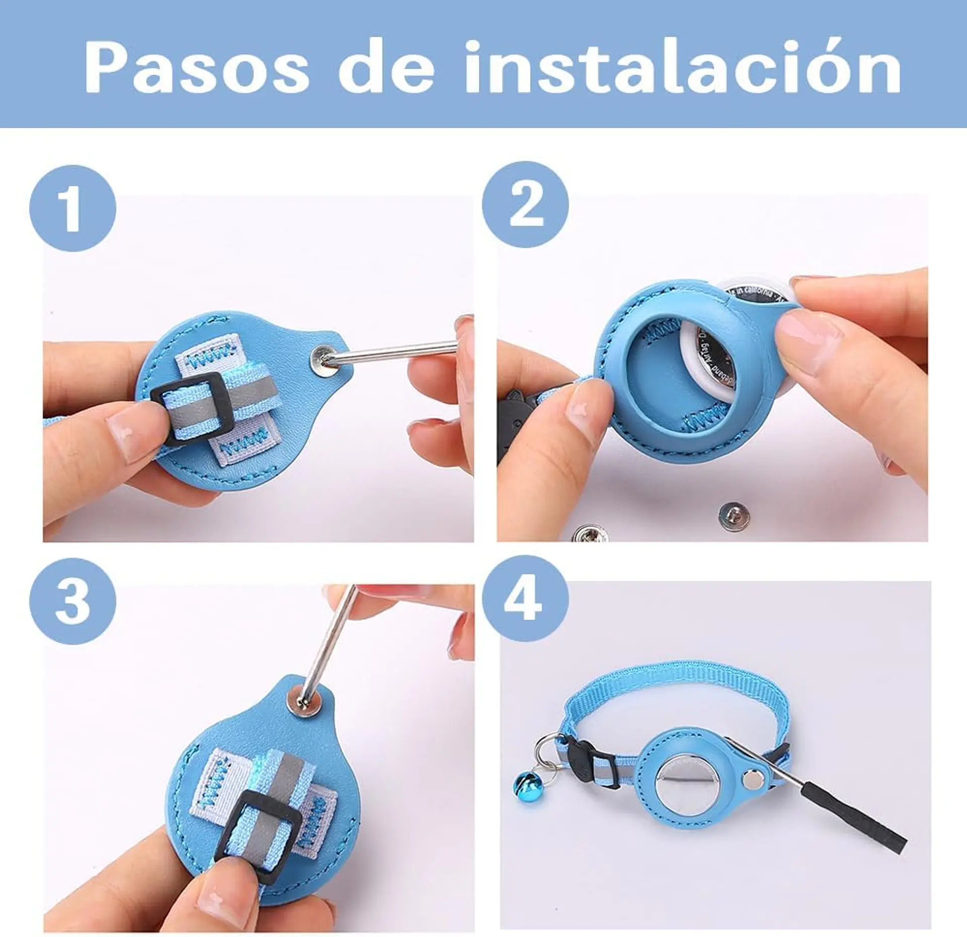 Collar Correa Con Funda Para Airtag Localizar Gato / Perro 7